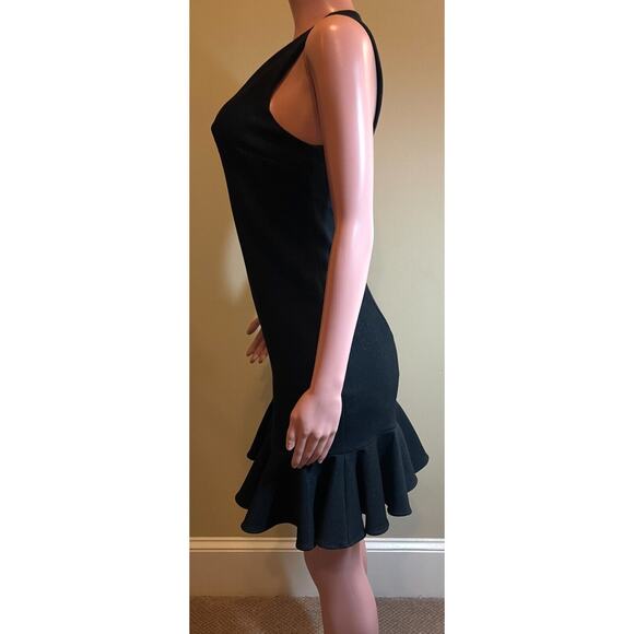 Halston Heritage Dress Womens S Black Ruffle Hem Mini Cocktail Party Minimalist - Picture 4 of 12